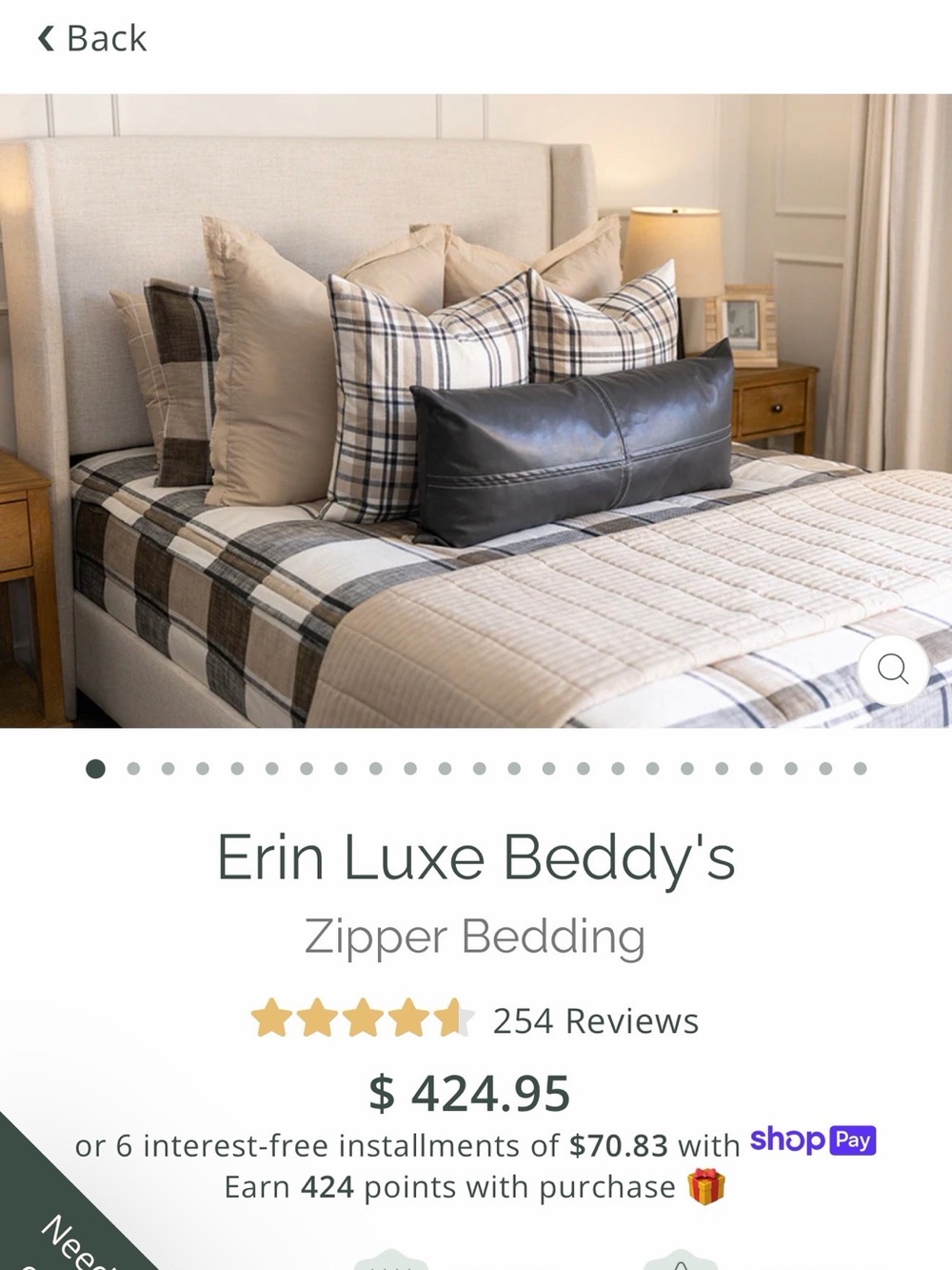 FULL - Erin Luxe Beddy's Beige Plaid Zipper bedding - Minky